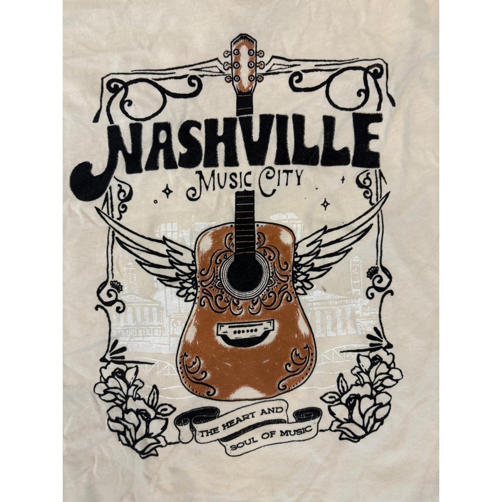 Nashville Music City Guitar Wings Graphic T-Shirt Size L 10-12‎ - Picture 2 of 3